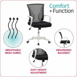 Best Sale 😀 CorLiving Workspace Ergonomic Black Fabric Mesh Back Office Chair 🎉 -Deals Writing Desks Store 2433377 6 L