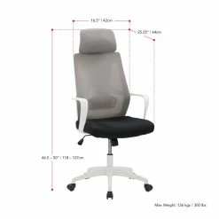 Best Pirce 😉 CorLiving Workspace Fabric Mesh Back Gray And Black Office Chair 👍 -Deals Writing Desks Store 2433381 5 L