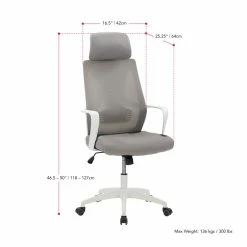 Best Sale 🌟 CorLiving Workspace Fabric Mesh Back Gray And White Office Chair ⌛ -Deals Writing Desks Store 2433382 5 L