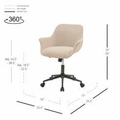 Hot Sale 💯 New Pacific Direct Kepler KD Fabric Office Chair In Strata Cream 👏 -Deals Writing Desks Store 2436407 2 L