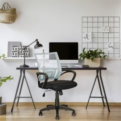 Budget 😍 Scranton & Co Modern Mesh Fabric Back Swivel Office Chair In White ✨ 11 Budget 😍 Scranton & Co Modern Mesh Fabric Back Swivel Office Chair In White ✨ -Deals Writing Desks Store 2436987 5 L