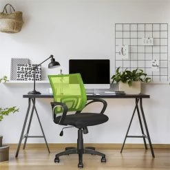Best Sale ✔️ Scranton & Co Mesh Fabric Back Swivel Office Chair In Lime Green ⭐ -Deals Writing Desks Store 2436988 6 L