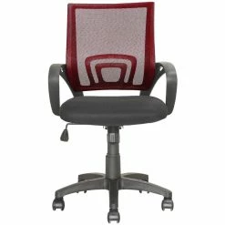 Cheapest 🎁 Scranton & Co Mesh Fabric Back Swivel Office Chair In Maroon 🎁 -Deals Writing Desks Store 2436992 2 L