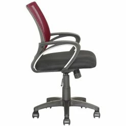 Cheapest 🎁 Scranton & Co Mesh Fabric Back Swivel Office Chair In Maroon 🎁 -Deals Writing Desks Store 2436992 3 L