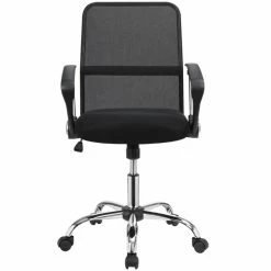 Promo 👍 Scranton & Co Contemporary Breathable Fabric Upholstered Office Chair In Black 😉 -Deals Writing Desks Store 2437054 2 L