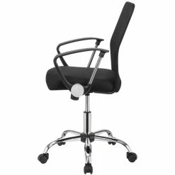 Promo 👍 Scranton & Co Contemporary Breathable Fabric Upholstered Office Chair In Black 😉 -Deals Writing Desks Store 2437054 3 L