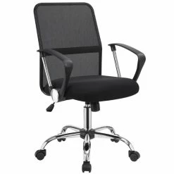 Promo ๐ Scranton & Co Contemporary Breathable Fabric Upholstered Office Chair In Black ๐