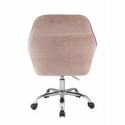 Deals 🤩 Scranton & Co Contemporary Office Chair In Dusky Rose Velvet 🧨 -Deals Writing Desks Store 2437055 5 L