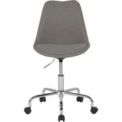 Budget ✨ Scranton & Co Modern Mid Back Swivel Office Chair In Light Gray 🛒 -Deals Writing Desks Store 2437079 3 L