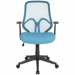Best Pirce ✔️ Scranton & Co Modern High Back Mesh Swivel Office Chair In Blue 🎁 -Deals Writing Desks Store 2437112 1 L