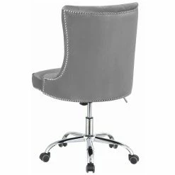Best Pirce 🌟 Scranton & Co Velvet Tufted Swivel Adjustable Office Chair In Gray ✨ -Deals Writing Desks Store 2437129 4 L