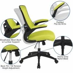 Budget 😉 Scranton & Co Modern Mid Back Mesh Office Swivel Chair In Green ❤️ -Deals Writing Desks Store 2437137 4 L