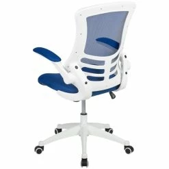 Flash Sale 😀 Scranton & Co Mid Back Mesh Office Swivel Chair In Blue And White ⌛ -Deals Writing Desks Store 2437139 2 L