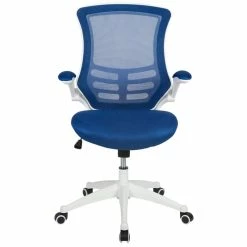 Flash Sale 😀 Scranton & Co Mid Back Mesh Office Swivel Chair In Blue And White ⌛ -Deals Writing Desks Store 2437139 3 L