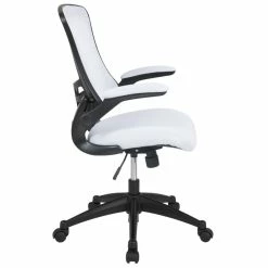 Deals 🔔 Scranton & Co Modern Mid Back Mesh Office Swivel Chair In White 😀 -Deals Writing Desks Store 2437140 1 L