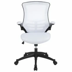 Deals 🔔 Scranton & Co Modern Mid Back Mesh Office Swivel Chair In White 😀 -Deals Writing Desks Store 2437140 3 L