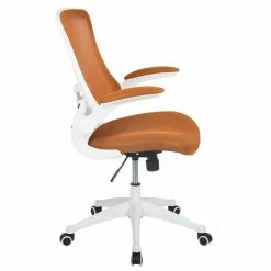 Cheap 🎁 Scranton & Co Mid Back Mesh Office Swivel Chair In Tan And White 🤩 -Deals Writing Desks Store 2437141 1 L