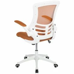 Cheap 🎁 Scranton & Co Mid Back Mesh Office Swivel Chair In Tan And White 🤩 -Deals Writing Desks Store 2437141 2 L