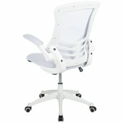 Best Sale 😀 Scranton & Co Modern Mid Back Mesh Office Swivel Chair In White 😍 -Deals Writing Desks Store 2437142 2 L