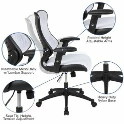 Wholesale 💯 Scranton & Co High Back Executive Office Swivel Chair In White 😉 -Deals Writing Desks Store 2437143 4 L