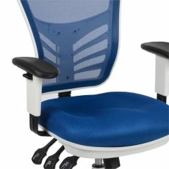 Cheapest 🥰 Scranton & Co Mid Back Executive Mesh Office Swivel Chair In Blue And White 🔥 -Deals Writing Desks Store 2437154 5 L