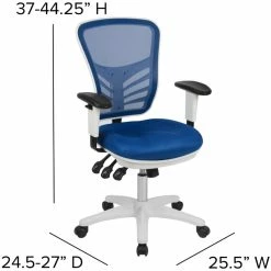 Cheapest 🥰 Scranton & Co Mid Back Executive Mesh Office Swivel Chair In Blue And White 🔥 -Deals Writing Desks Store 2437154 8 L