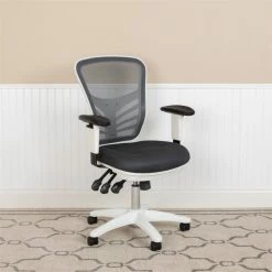 Cheap 💯 Scranton & Co Mid Back Executive Mesh Office Swivel Chair In Gray And White 👍 -Deals Writing Desks Store 2437155 1 L