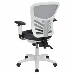 Cheap 💯 Scranton & Co Mid Back Executive Mesh Office Swivel Chair In Gray And White 👍 -Deals Writing Desks Store 2437155 11 L