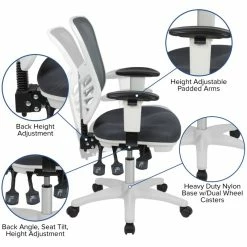 Cheap 💯 Scranton & Co Mid Back Executive Mesh Office Swivel Chair In Gray And White 👍 -Deals Writing Desks Store 2437155 7 L