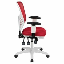 New ✔️ Scranton & Co Mid Back Executive Mesh Office Swivel Chair In Red And White 👍 -Deals Writing Desks Store 2437156 10 L