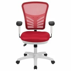 New ✔️ Scranton & Co Mid Back Executive Mesh Office Swivel Chair In Red And White 👍 -Deals Writing Desks Store 2437156 2 L