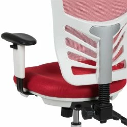 New ✔️ Scranton & Co Mid Back Executive Mesh Office Swivel Chair In Red And White 👍 -Deals Writing Desks Store 2437156 6 L