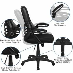 Deals 🔔 Scranton & Co High-Back Ergonomic Mesh Office Swivel Chair In Black ✔️ -Deals Writing Desks Store 2437157 7 L