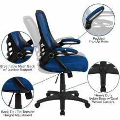 Promo ✨ Scranton & Co High-Back Ergonomic Mesh Office Swivel Chair In Blue ✔️ -Deals Writing Desks Store 2437158 7 L