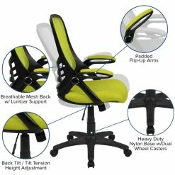 Buy 🎉 Scranton & Co High-Back Ergonomic Mesh Office Swivel Chair In Green 🔥 -Deals Writing Desks Store 2437159 7 L