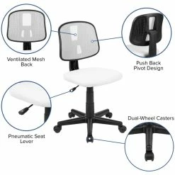 Flash Sale ❤️ Scranton & Co Modern Pivot Mesh Back Office Swivel Chair In White 🔥 -Deals Writing Desks Store 2437183 4 L