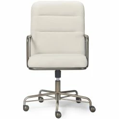 Budget 😀 Scranton & Co Modern Executive Fabric Desk Chair In Cream 👏 -Deals Writing Desks Store 2437191 4 L
