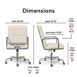 Budget 😀 Scranton & Co Modern Executive Fabric Desk Chair In Cream 👏 -Deals Writing Desks Store 2437191 5 L