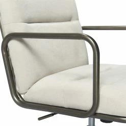 Budget 😀 Scranton & Co Modern Executive Fabric Desk Chair In Cream 👏 -Deals Writing Desks Store 2437191 7 L
