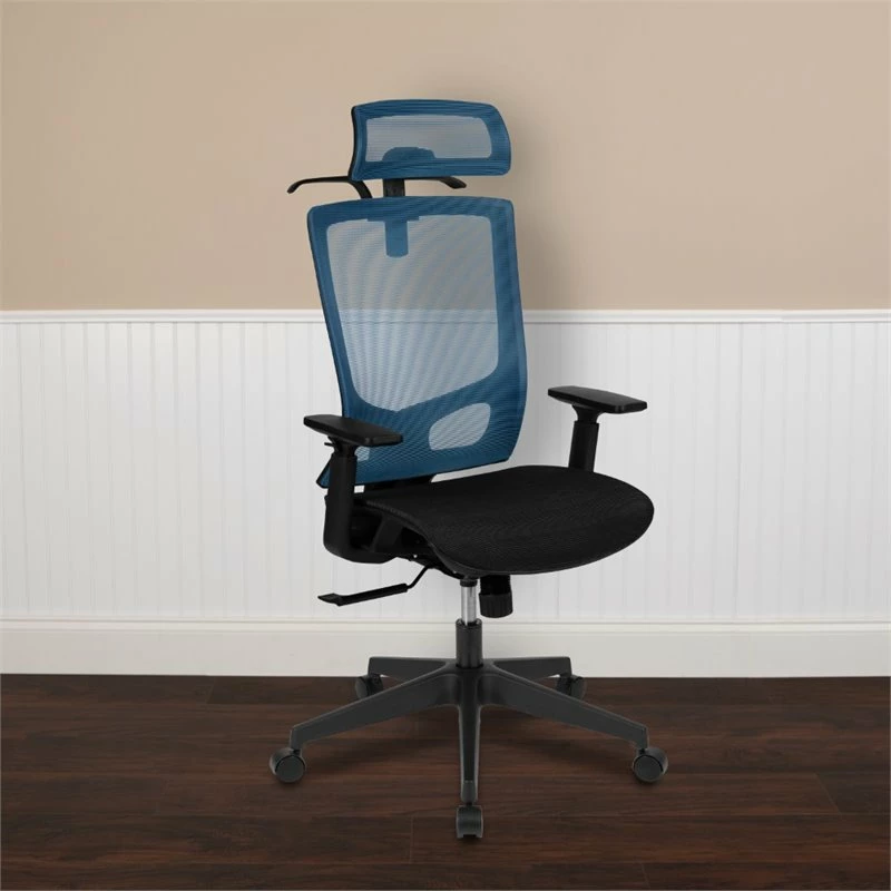 Deals 💯 Scranton & Co High Back Ergonomic Mesh Office Swivel Chair In Blue And Black 👏 4 Deals 💯 Scranton & Co High Back Ergonomic Mesh Office Swivel Chair In Blue And Black 👏 - Image 2
