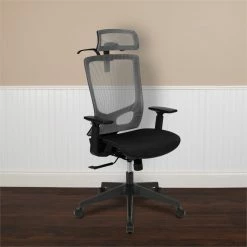 Hot Sale ❤️ Scranton & Co High Back Ergonomic Mesh Office Swivel Chair In Gray And Black 🤩 -Deals Writing Desks Store 2437218 10 L