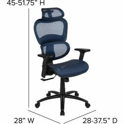 Wholesale ⌛ Scranton & Co High Back Ergonomic Mesh Office Swivel Chair In Blue 🥰 -Deals Writing Desks Store 2437219 19 L