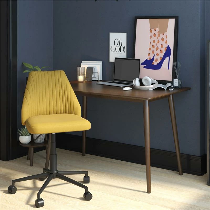 Outlet ๐งจ Scranton & Co Modern Office Chair With Casters In Mustard Linen ๐ 4 Outlet ๐งจ Scranton & Co Modern Office Chair With Casters In Mustard Linen ๐ - Image 2