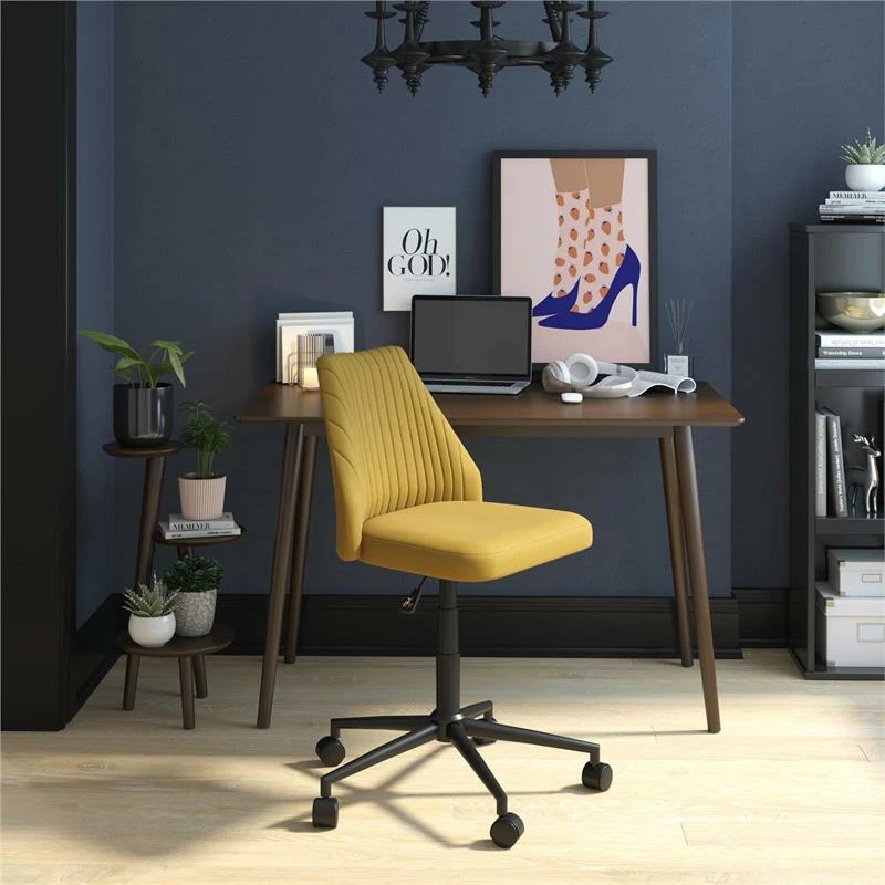 Outlet ๐งจ Scranton & Co Modern Office Chair With Casters In Mustard Linen ๐ 5 Outlet ๐งจ Scranton & Co Modern Office Chair With Casters In Mustard Linen ๐ - Image 3