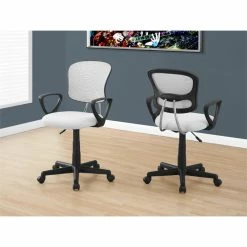 Flash Sale ⌛ Scranton & Co Contemporary Adjustable Office Chair In White 🛒 -Deals Writing Desks Store 2437819 1 L