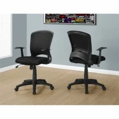 New 🌟 Scranton & Co Modern Adjustable Mid Back Office Chair In Black 🧨 -Deals Writing Desks Store 2437820 1 L