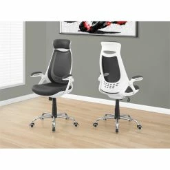 Cheapest 🌟 Scranton & Co Adjustable High Back Office Chair In White And Gray ✨ -Deals Writing Desks Store 2437822 1 L