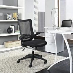 Cheapest 🛒 Scranton & Co Modern Breathable Mesh Back Office Chair In Black ❤️ -Deals Writing Desks Store 2437825 4 L