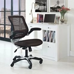 Cheapest ✨ Scranton & Co Contemporary Mesh Office Chair In Brown 🧨 -Deals Writing Desks Store 2437863 3 L