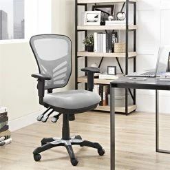 Coupon 😍 Scranton & Co Modern Breathable Mesh Back Office Chair In Gray 🤩 -Deals Writing Desks Store 2437870 3 L
